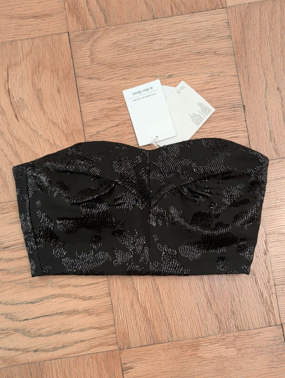 NWT & Other Stories Stockholm Atelier Black Jacquard Corset Crop Top Size US 4